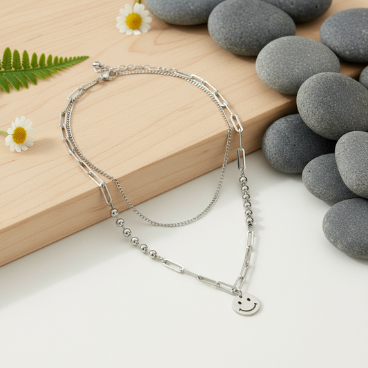 Happy Face Necklace - Simple Nature Background