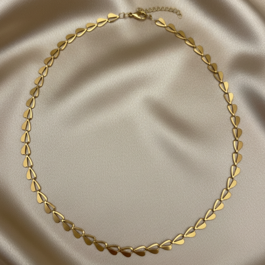 Heart Link Chain - Gold - Satin