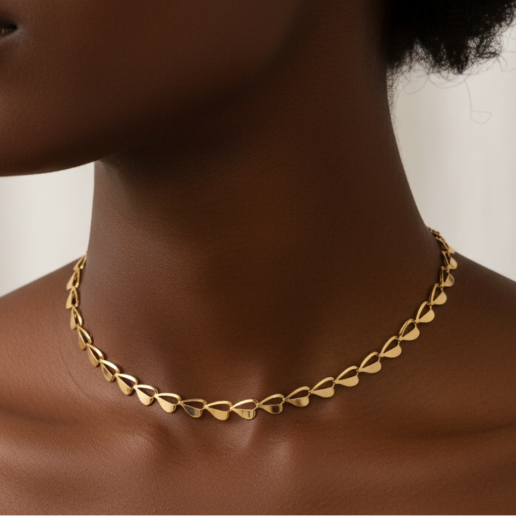 Heart Link Choker - Gold - Afro