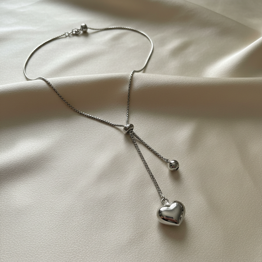 Heart Necklace on Light Gold Satin