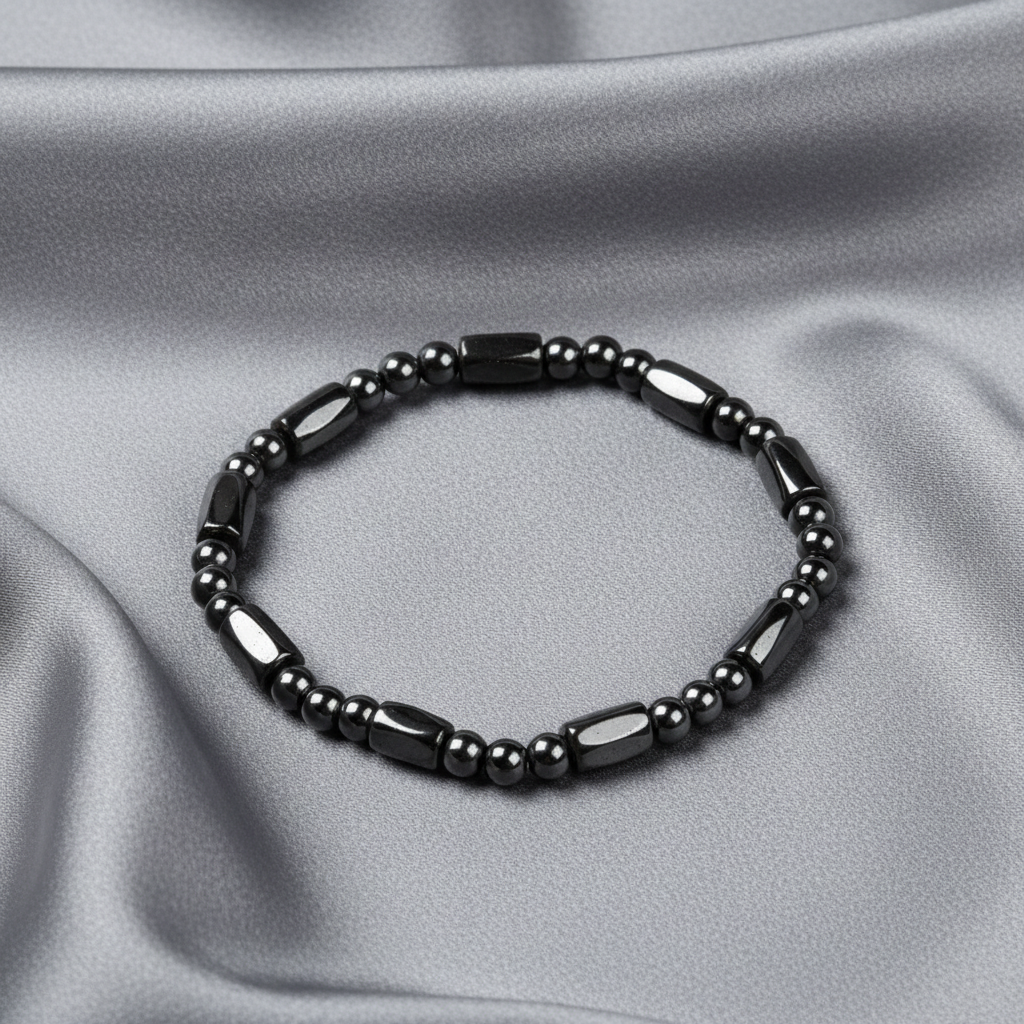 Hematite Tube Bracelet Gray Satin