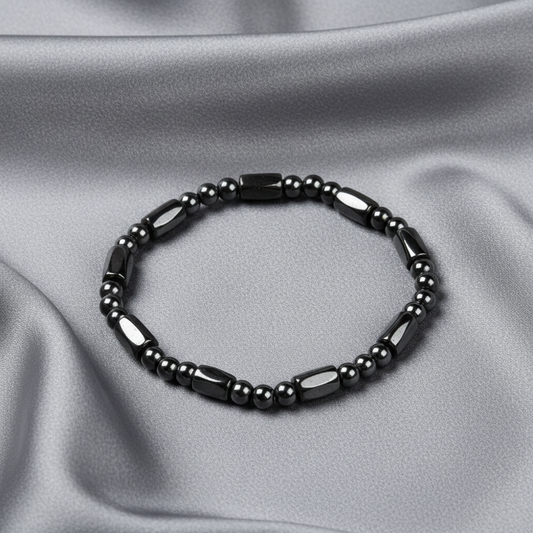 Hematite Tube Bracelet Gray Satin