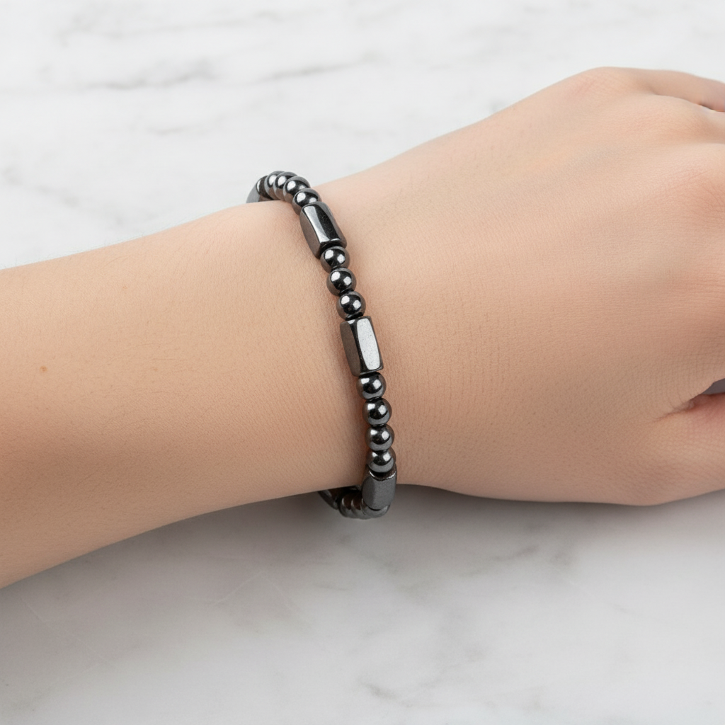 Hematite Tube Bracelet Marble