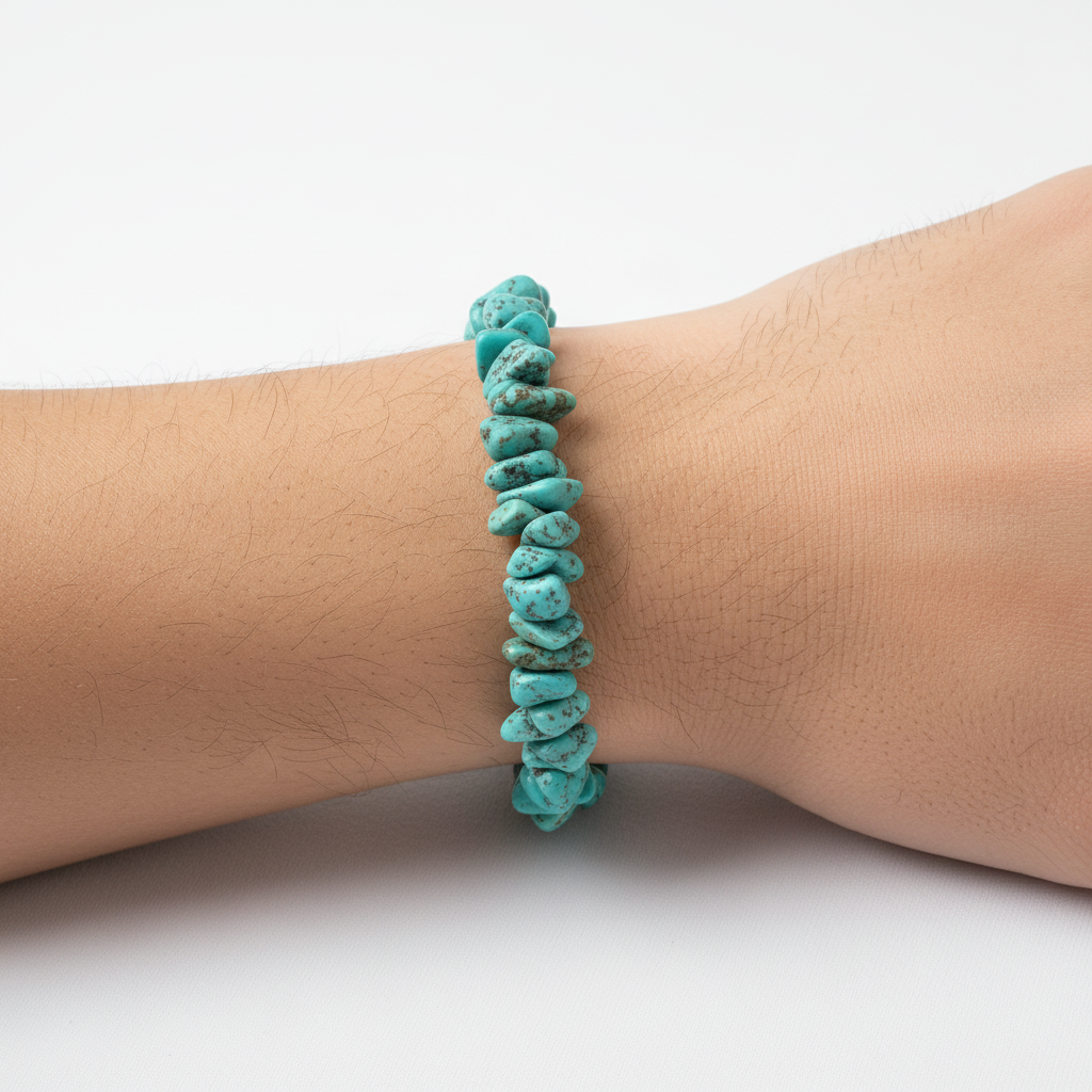 Hombre con pulsera de turquesa chip - camiseta blanca