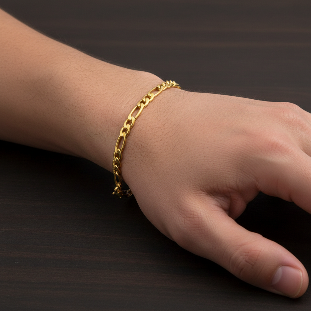 Gold Figaro Bracelet - Men's Wrist