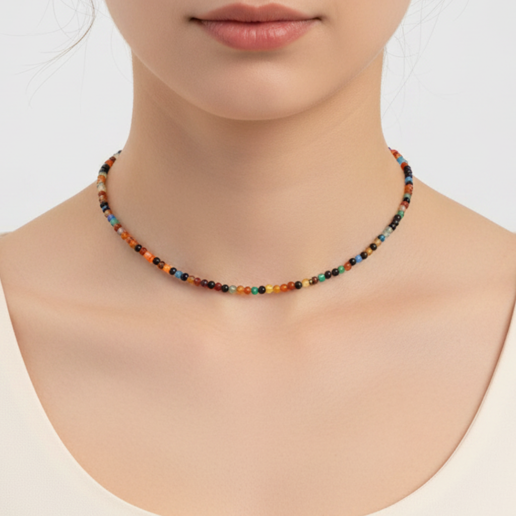 Indian Agate Choker on Model