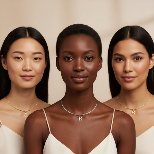 Initial Letter Necklace - 3 Models Single Chain