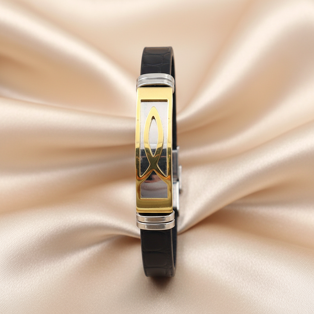 Jesus Fish Bracelet - Upright Champagne Satin