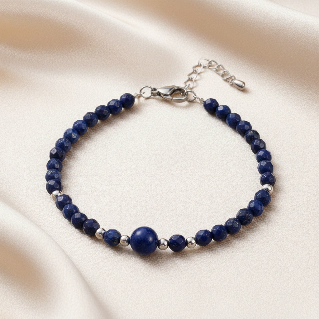 Lapis lazuli bracelet clean satin