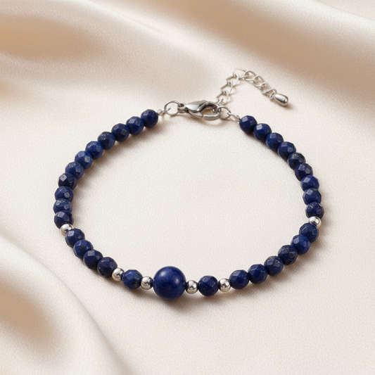 Lapis lazuli bracelet clean satin