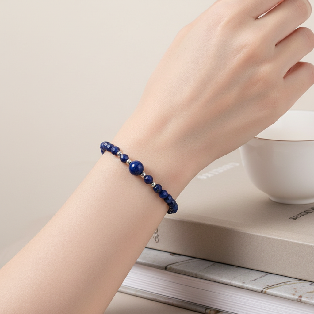 Lapis lazuli bracelet focus on product