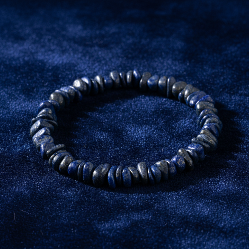 Lapis lazuli bracelet on navy velvet