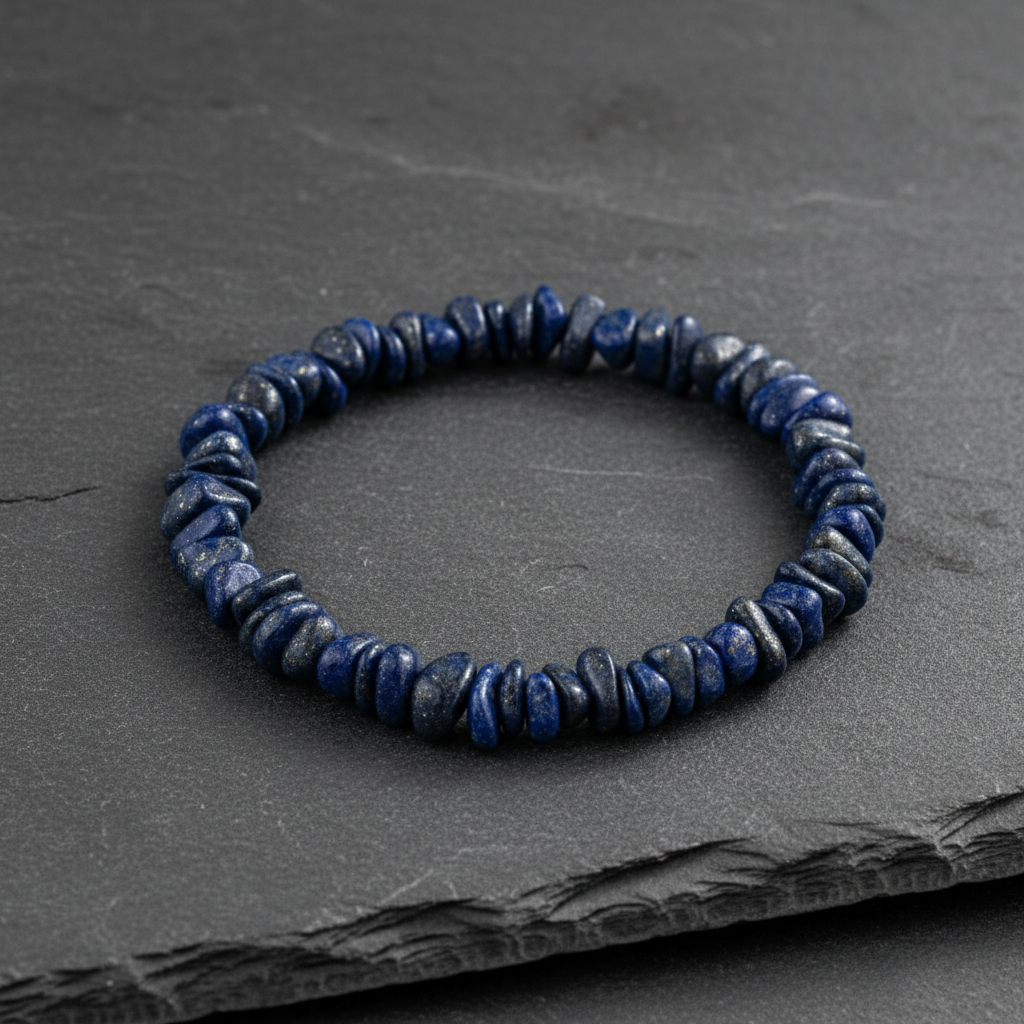 Lapis lazuli bracelet on slate stone