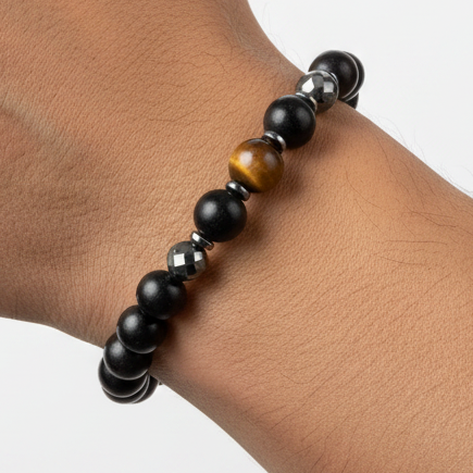 Latino hand model - tiger eye bracelet