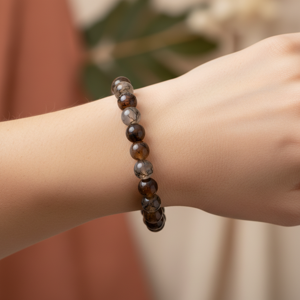 Moss Agate Brown Tones Close-up