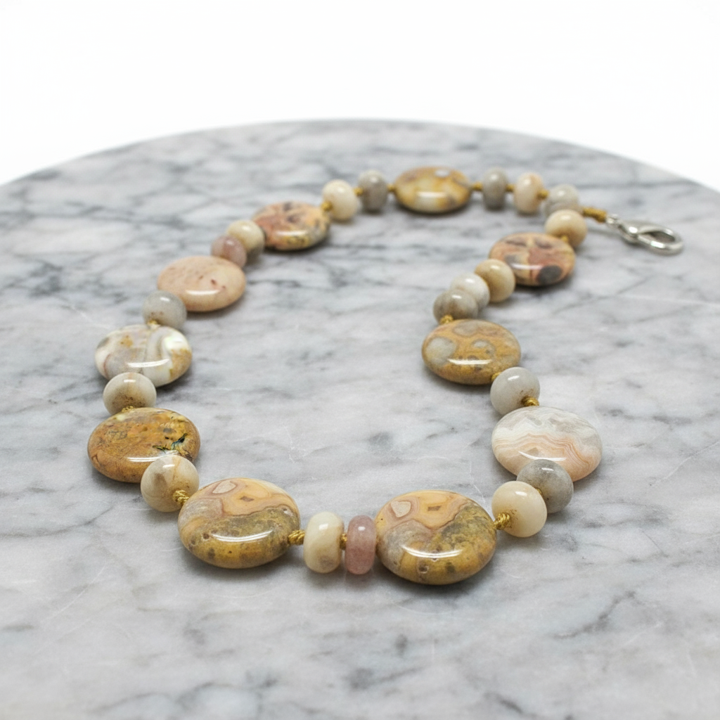 Necklace on marble surface