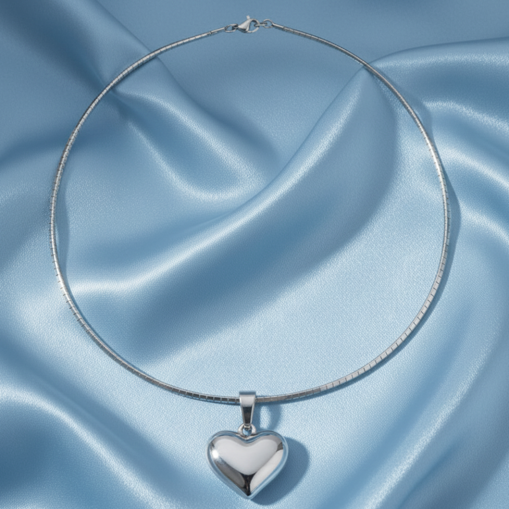 Omega Heart Necklace - Fondo Light Blue