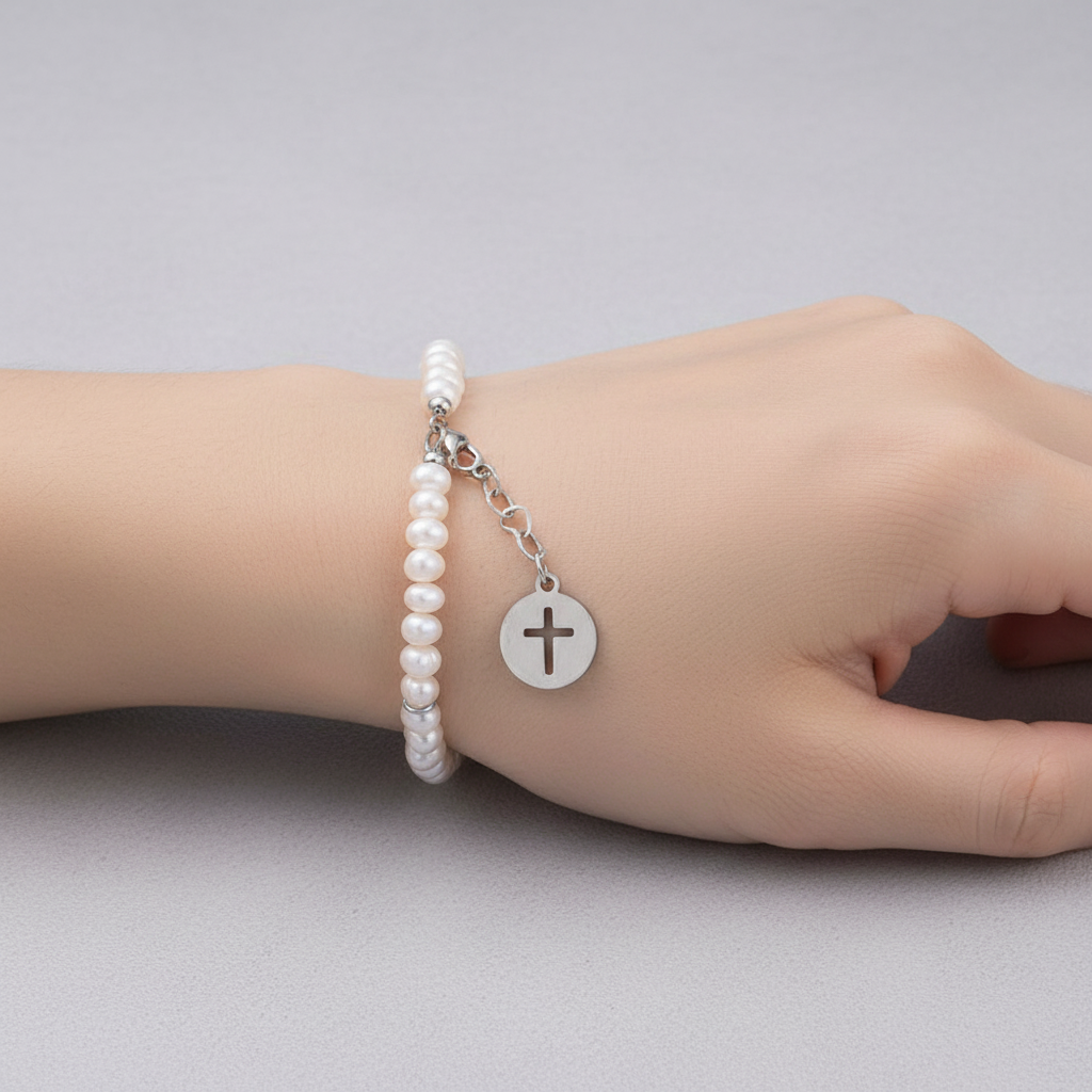 Pearl Cross Bracelet Detail
