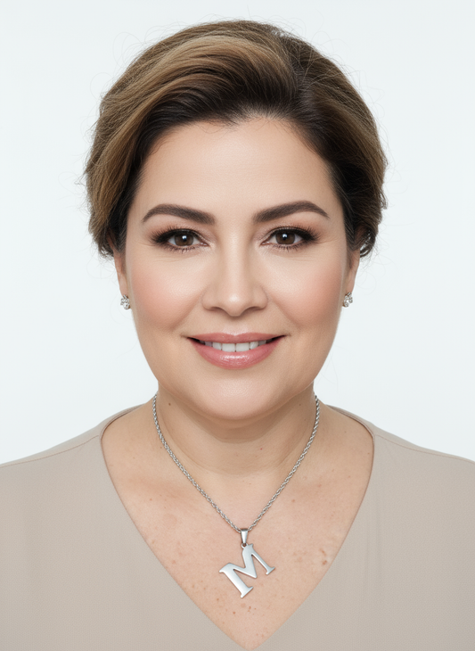 Professional beauty shot - Letter M Rope Chain Silver