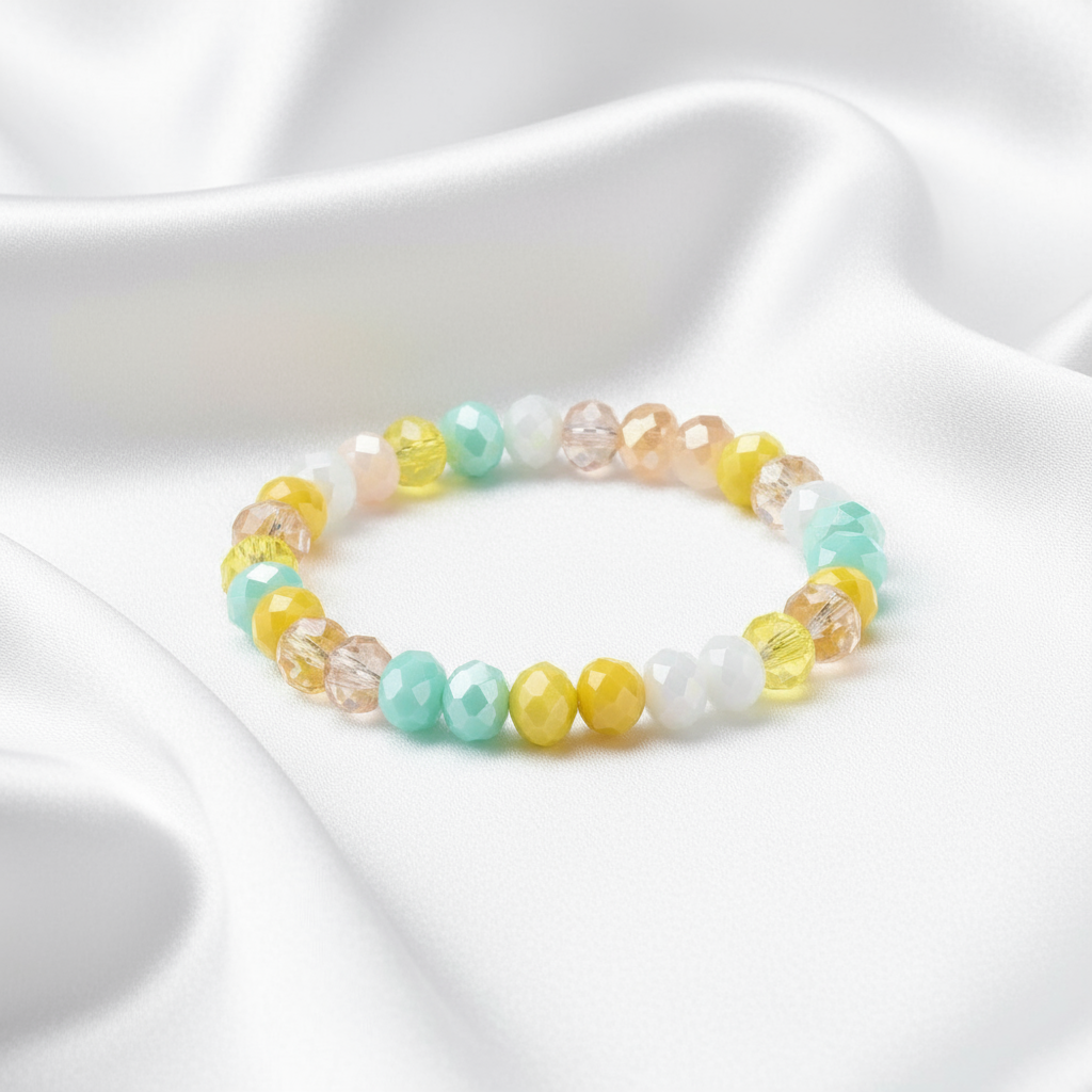 Pulsera Amarilla/Turquesa - Satinado Blanco