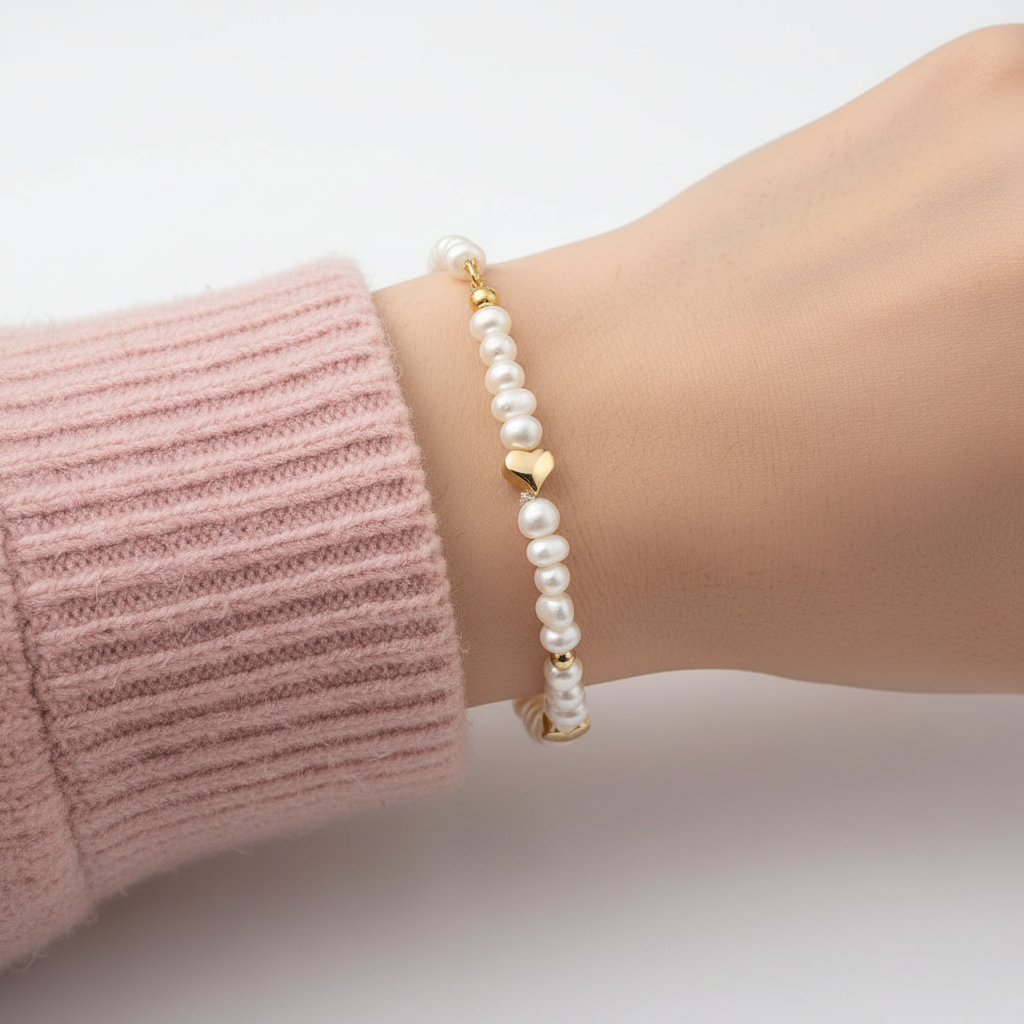 Pulsera con suéter rosa - enfoque en producto