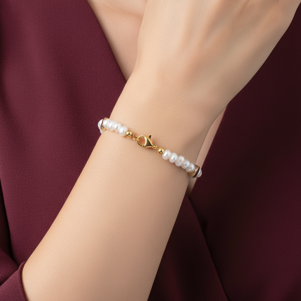 Pulsera con top burgundy - close-up del producto