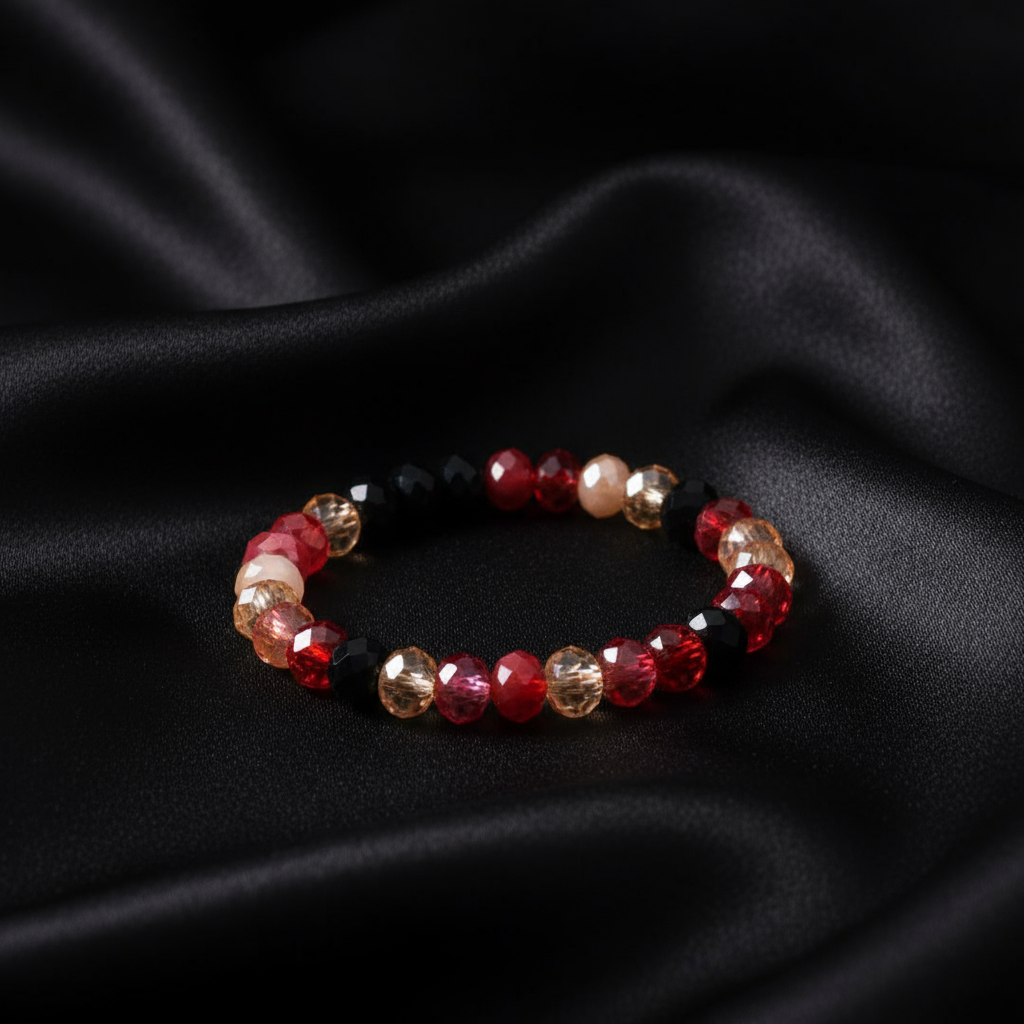 Pulsera Cristales - Satinado Negro (Una sola)