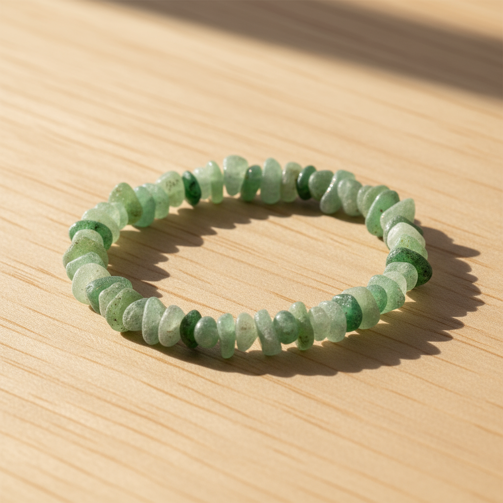 Pulsera de green chalcedony en madera