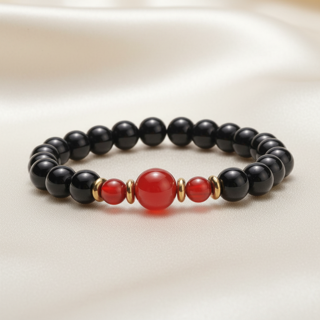 Pulsera Onyx Carnelian - Fondo Satinado Claro
