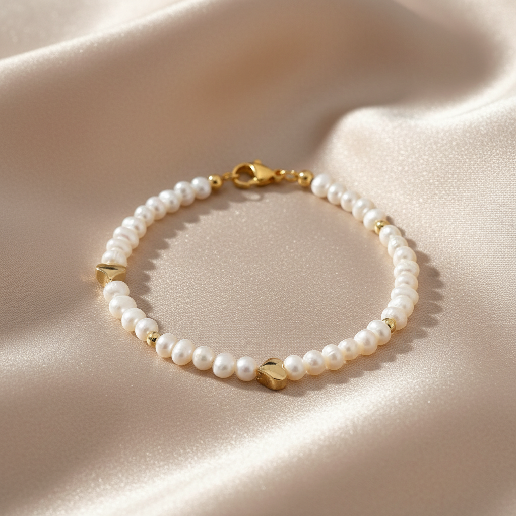 Pulsera sobre satín champagne dorado