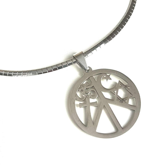 Multi-Symbol Pendant Necklace - Stainless Steel