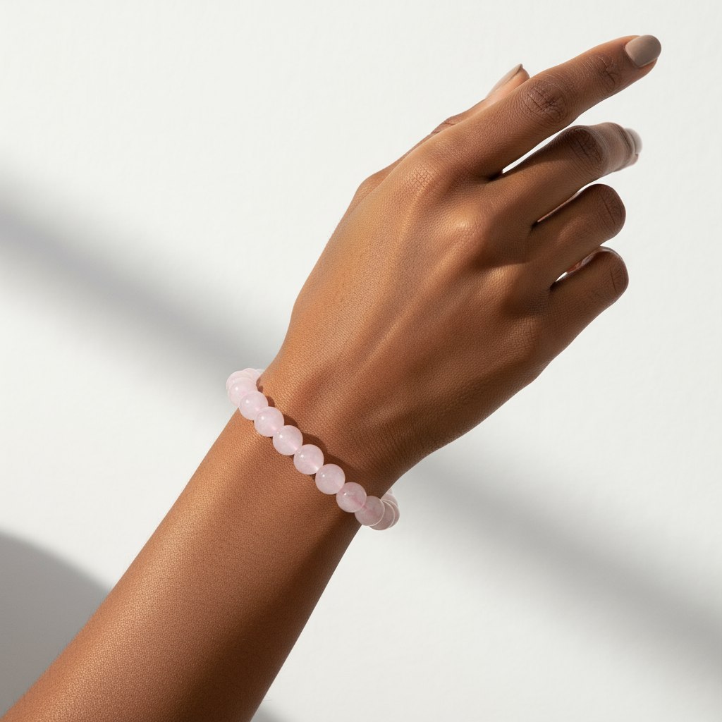 Rose Quartz Bracelet with Afro Model