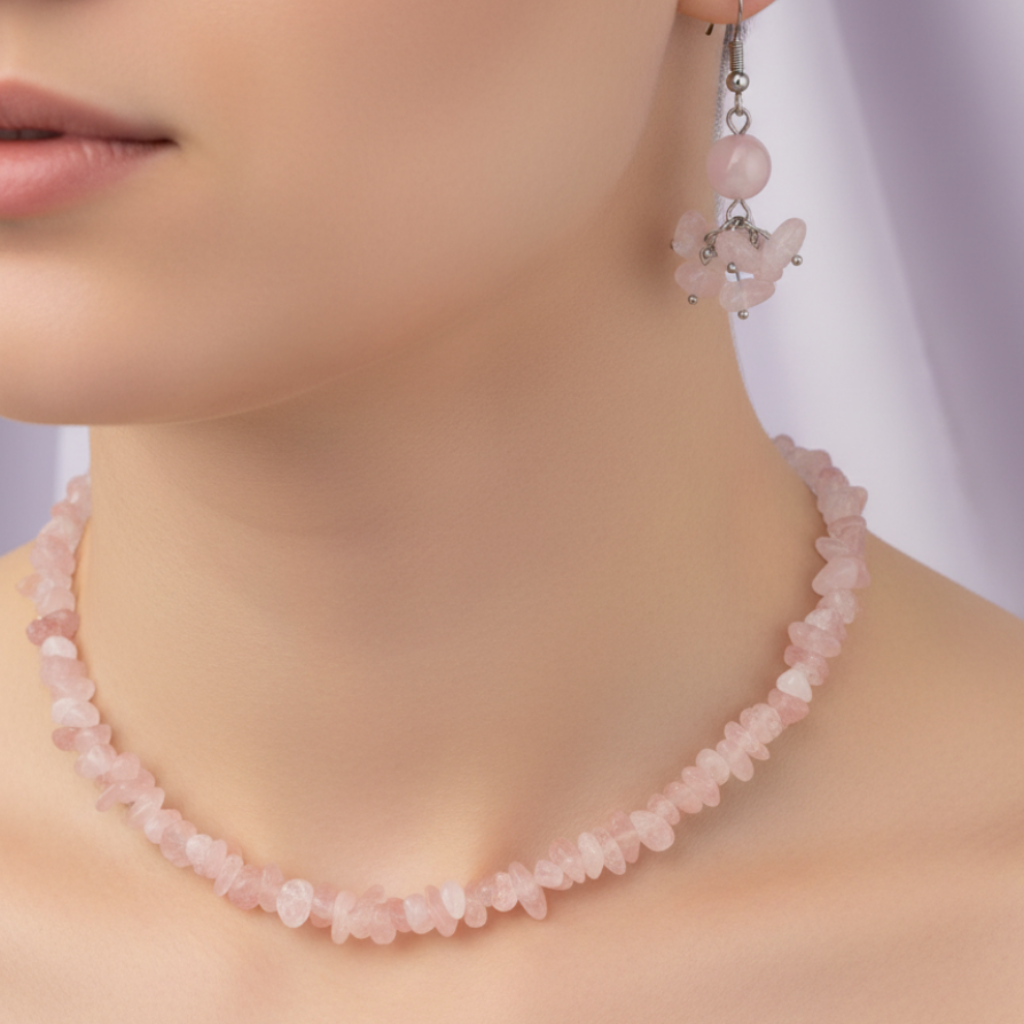 Rose Quartz Earrings Close-up