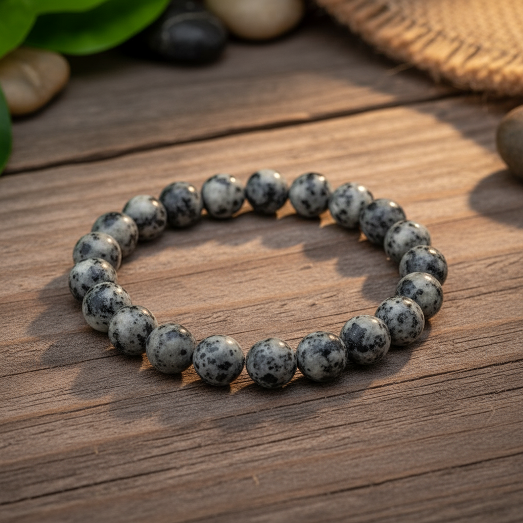 Sesame Jasper Bracelet on Wood