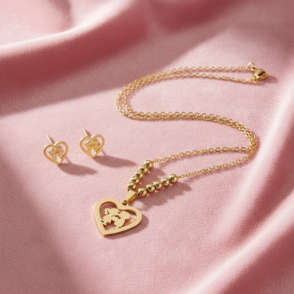 Set Love Knots sobre terciopelo rosa