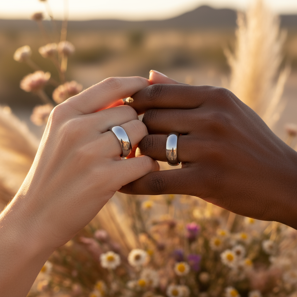 Silver Wedding Bands - Bohemian Women's Couple