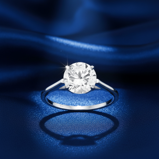 Solitaire Ring - Royal Blue Satin