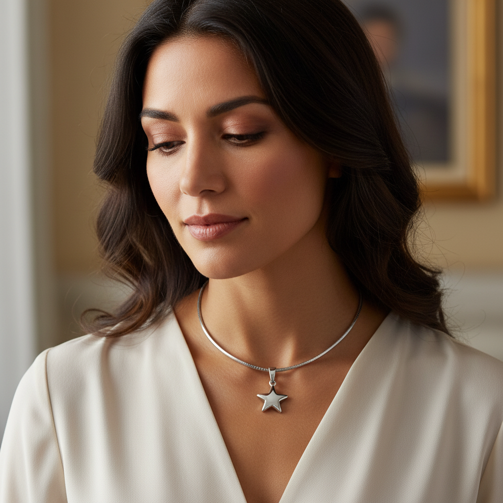 Star Necklace Silver - Latina Woman with Correct Chain