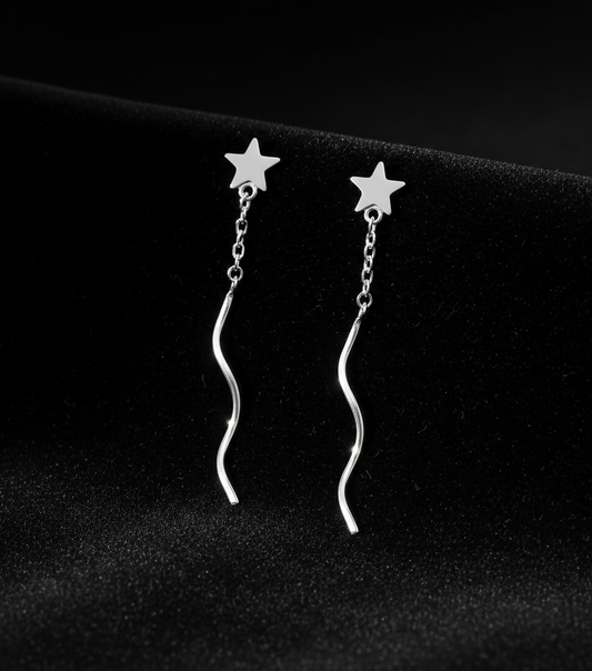 Star Threader Earrings on Black Velvet