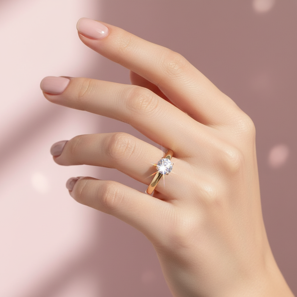 Stunning gold ring with clear cubic zirconia