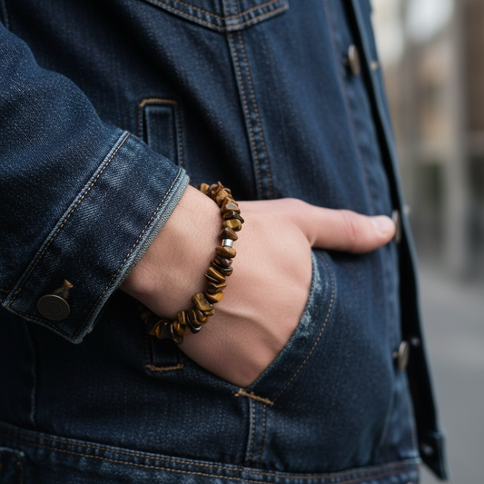 Tiger's Eye Bracelet Denim Jacket