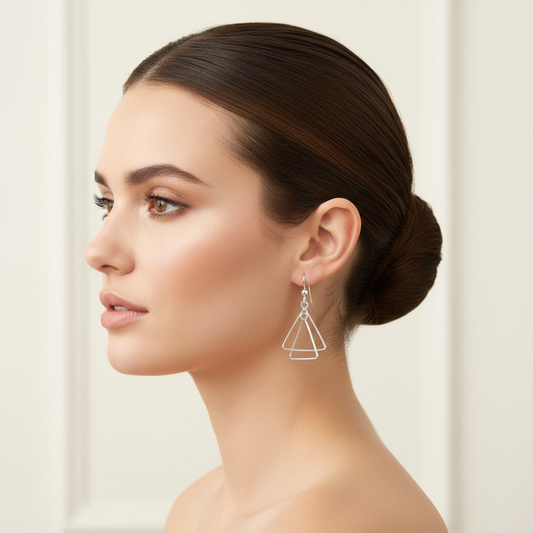 Triangle Earrings on Model