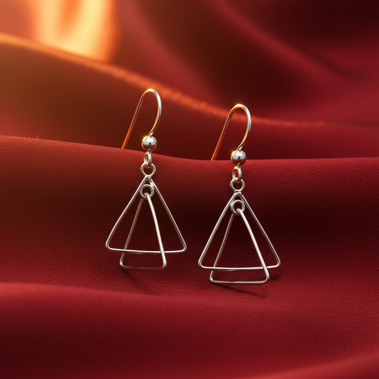 Triangle Earrings on Red Satin