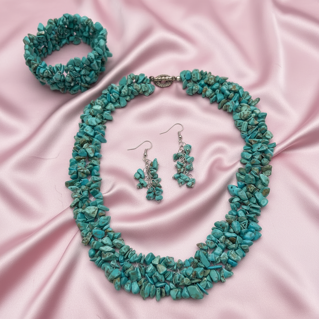 Turquoise Set - Baby Pink Satin Bright