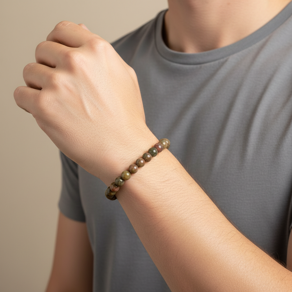 Unakite Bracelet Male Clean